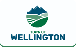 Vertical color Town logo on white background with the text &#34Town of Wellington&#34 on the bottom.