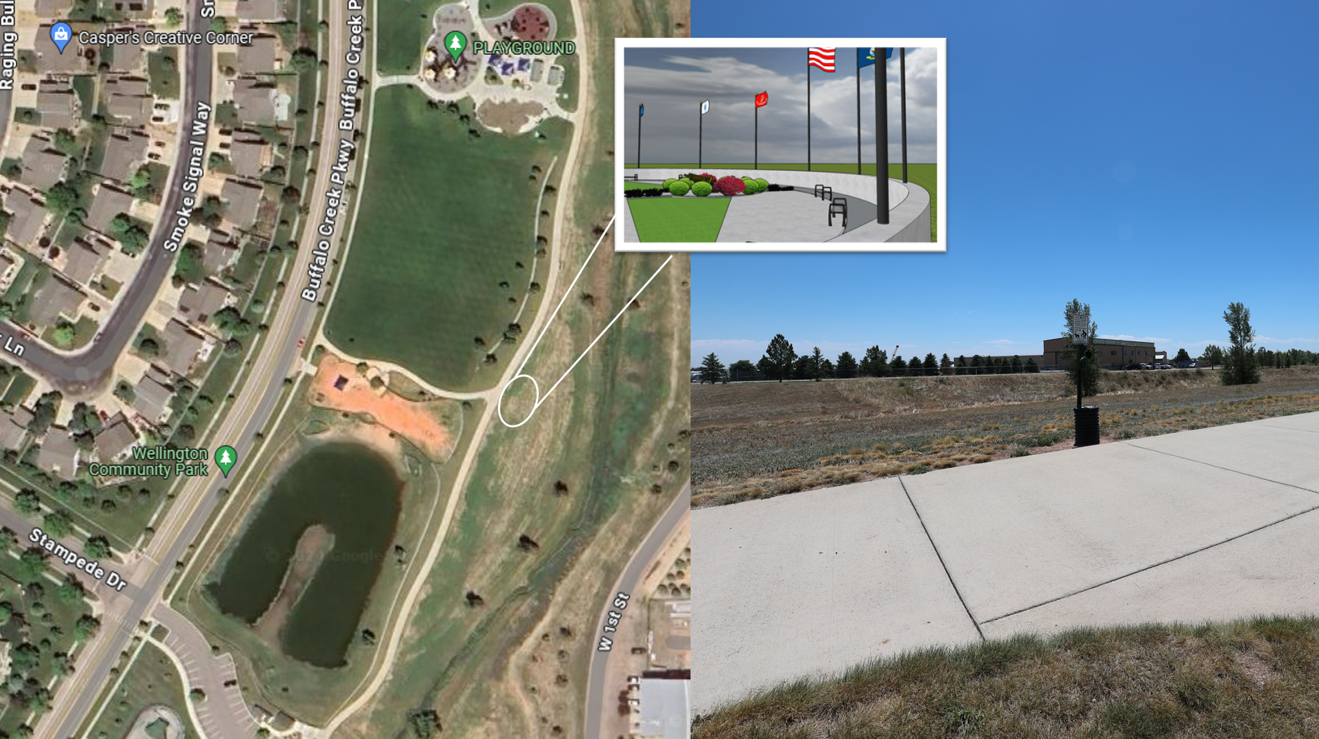 Location of Veterans Memorial Plaza